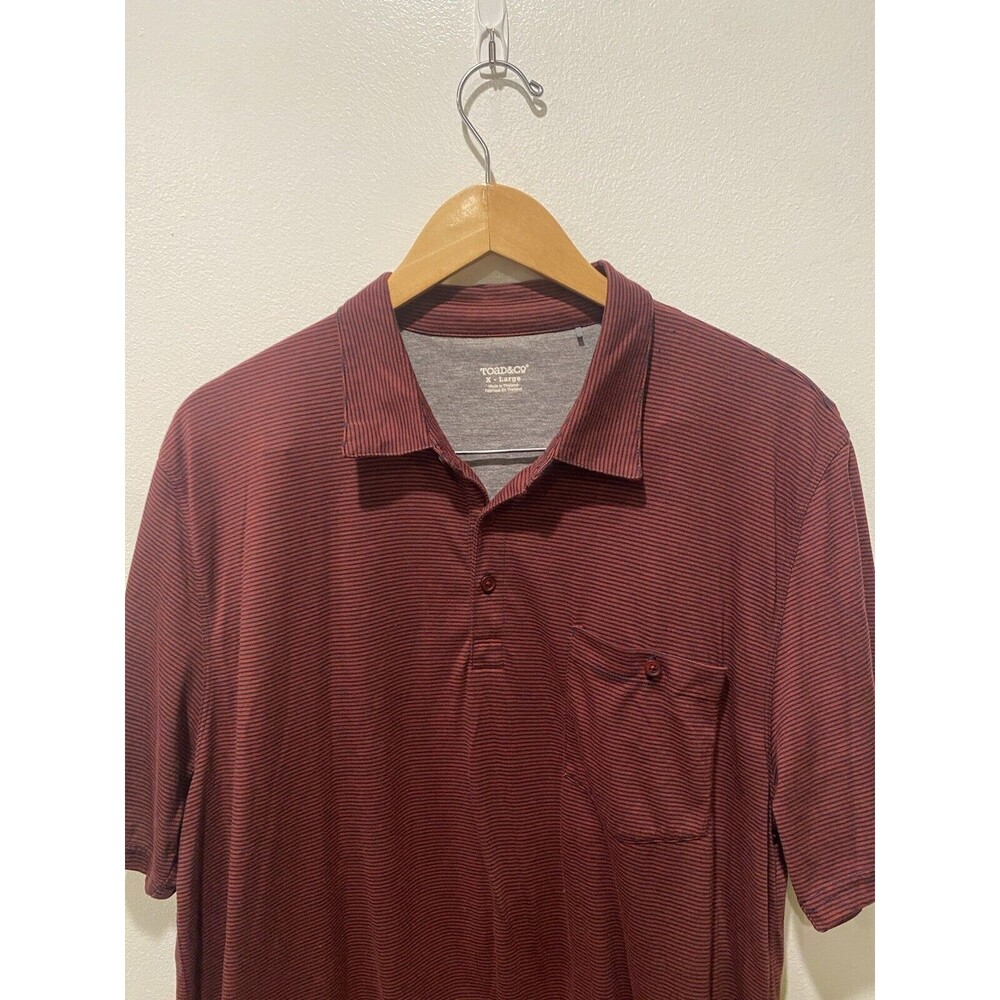 Toad and Co Striped Performance Golf Polo Shirt Men's Size XL Pocket - Picture 2 of 6